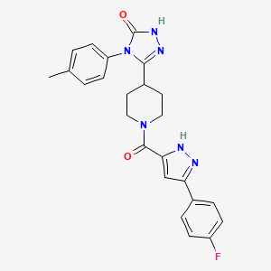 3-{1-[3-(4-fluorophenyl)-1H-pyrazole-5-carbonyl]piperidin-4-yl}-4-(4-methylphenyl)-4,5-dihydro-1H-1,2,4-triazol-5-one