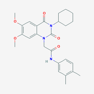 molecular formula C26H31N3O5 B11184633 2-(3-cyclohexyl-6,7-dimethoxy-2,4-dioxo-3,4-dihydroquinazolin-1(2H)-yl)-N-(3,4-dimethylphenyl)acetamide 