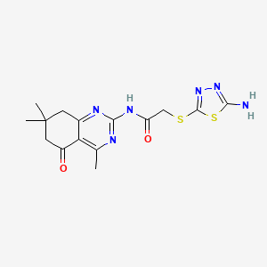 2-[(5-amino-1,3,4-thiadiazol-2-yl)sulfanyl]-N-(4,7,7-trimethyl-5-oxo-5,6,7,8-tetrahydroquinazolin-2-yl)acetamide