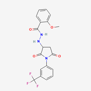 molecular formula C19H16F3N3O4 B11184715 N'-{2,5-dioxo-1-[3-(trifluoromethyl)phenyl]pyrrolidin-3-yl}-2-methoxybenzohydrazide 