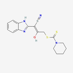 molecular formula C17H18N4OS2 B11184725 3-cyano-3-(1,3-dihydro-2H-benzimidazol-2-ylidene)-2-oxopropyl piperidine-1-carbodithioate 