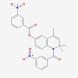 molecular formula C26H21N3O7 B11184789 2,2,4-Trimethyl-1-[(3-nitrophenyl)carbonyl]-1,2-dihydroquinolin-6-yl 3-nitrobenzoate 