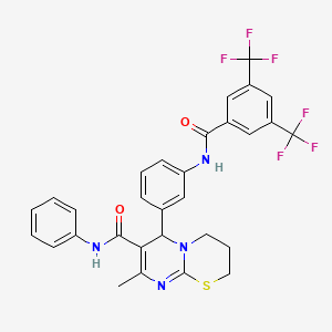 molecular formula C30H24F6N4O2S B11184796 6-[3-[[3,5-bis(trifluoromethyl)benzoyl]amino]phenyl]-8-methyl-N-phenyl-2,3,4,6-tetrahydropyrimido[2,1-b][1,3]thiazine-7-carboxamide 