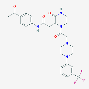 molecular formula C27H30F3N5O4 B11184826 N-(4-acetylphenyl)-2-[3-oxo-1-({4-[3-(trifluoromethyl)phenyl]piperazin-1-yl}acetyl)piperazin-2-yl]acetamide 