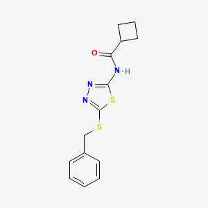 molecular formula C14H15N3OS2 B11184912 N-(5-(benzylthio)-1,3,4-thiadiazol-2-yl)cyclobutanecarboxamide 