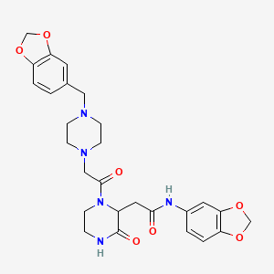 N-(1,3-benzodioxol-5-yl)-2-(1-{[4-(1,3-benzodioxol-5-ylmethyl)piperazin-1-yl]acetyl}-3-oxopiperazin-2-yl)acetamide