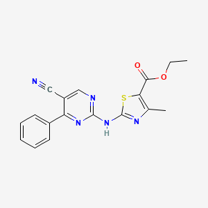 Ethyl 2-[(5-cyano-4-phenylpyrimidin-2-yl)amino]-4-methyl-1,3-thiazole-5-carboxylate