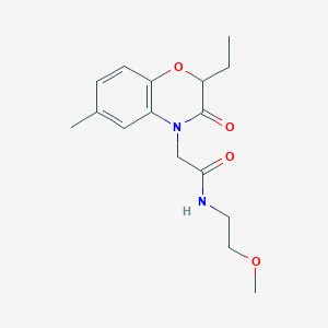 molecular formula C16H22N2O4 B11184977 2-(2-Ethyl-6-methyl-3-oxo-3,4-dihydro-2H-1,4-benzoxazin-4-YL)-N-(2-methoxyethyl)acetamide 