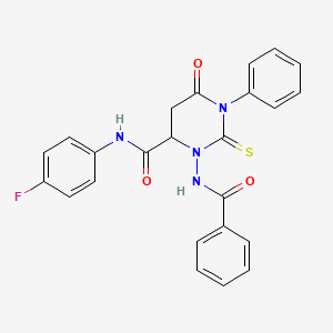 N-(4-fluorophenyl)-6-oxo-1-phenyl-3-[(phenylcarbonyl)amino]-2-thioxohexahydropyrimidine-4-carboxamide