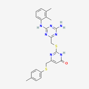 2-[({4-Amino-6-[(2,3-dimethylphenyl)amino]-1,3,5-triazin-2-yl}methyl)sulfanyl]-6-{[(4-methylphenyl)sulfanyl]methyl}pyrimidin-4-ol