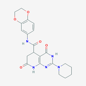 molecular formula C21H23N5O5 B11184999 N-(2,3-dihydro-1,4-benzodioxin-6-yl)-4-hydroxy-7-oxo-2-(piperidin-1-yl)-5,6,7,8-tetrahydropyrido[2,3-d]pyrimidine-5-carboxamide 