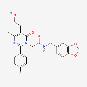 N-(1,3-benzodioxol-5-ylmethyl)-2-[2-(4-fluorophenyl)-5-(2-hydroxyethyl)-4-methyl-6-oxopyrimidin-1(6H)-yl]acetamide