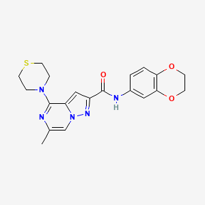 N-(2,3-dihydro-1,4-benzodioxin-6-yl)-6-methyl-4-(thiomorpholin-4-yl)pyrazolo[1,5-a]pyrazine-2-carboxamide