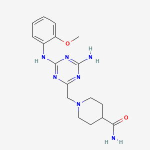 1-({4-Amino-6-[(2-methoxyphenyl)amino]-1,3,5-triazin-2-yl}methyl)piperidine-4-carboxamide