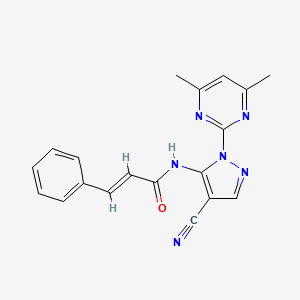 (2E)-N-[4-cyano-1-(4,6-dimethylpyrimidin-2-yl)-1H-pyrazol-5-yl]-3-phenylprop-2-enamide