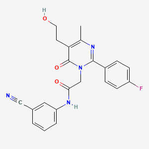 molecular formula C22H19FN4O3 B11185134 N-(3-cyanophenyl)-2-[2-(4-fluorophenyl)-5-(2-hydroxyethyl)-4-methyl-6-oxopyrimidin-1(6H)-yl]acetamide 