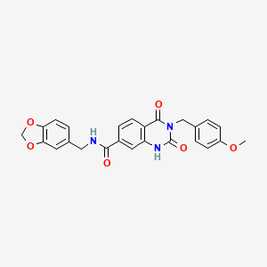 molecular formula C25H21N3O6 B11185153 N-(1,3-benzodioxol-5-ylmethyl)-3-(4-methoxybenzyl)-2,4-dioxo-1,2,3,4-tetrahydroquinazoline-7-carboxamide 