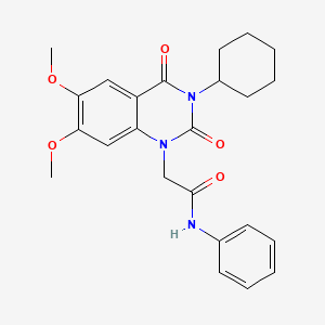 molecular formula C24H27N3O5 B11185170 2-(3-cyclohexyl-6,7-dimethoxy-2,4-dioxo-3,4-dihydroquinazolin-1(2H)-yl)-N-phenylacetamide 