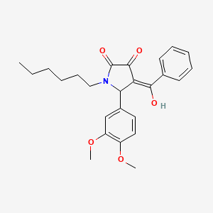 (4E)-5-(3,4-dimethoxyphenyl)-1-hexyl-4-[hydroxy(phenyl)methylidene]pyrrolidine-2,3-dione