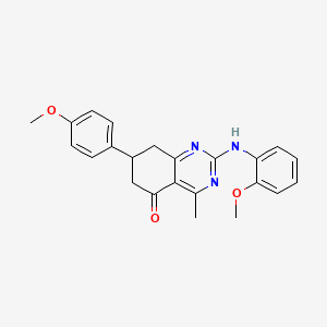 molecular formula C23H23N3O3 B11185212 7-(4-methoxyphenyl)-2-[(2-methoxyphenyl)amino]-4-methyl-7,8-dihydroquinazolin-5(6H)-one 