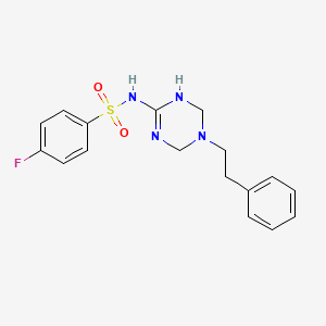 4-fluoro-N-[5-(2-phenylethyl)-1,4,5,6-tetrahydro-1,3,5-triazin-2-yl]benzenesulfonamide