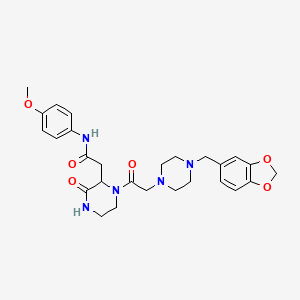 2-(1-{[4-(1,3-benzodioxol-5-ylmethyl)piperazin-1-yl]acetyl}-3-oxopiperazin-2-yl)-N-(4-methoxyphenyl)acetamide