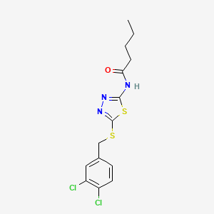 N-(5-((3,4-dichlorobenzyl)thio)-1,3,4-thiadiazol-2-yl)pentanamide