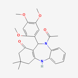 10-acetyl-3,3-dimethyl-11-(2,4,5-trimethoxyphenyl)-2,3,4,5,10,11-hexahydro-1H-dibenzo[b,e][1,4]diazepin-1-one