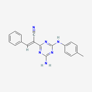 (2E)-2-{4-amino-6-[(4-methylphenyl)amino]-1,3,5-triazin-2-yl}-3-phenylprop-2-enenitrile