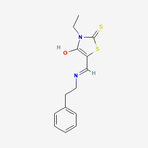 molecular formula C14H16N2OS2 B11185368 3-Ethyl-5-{[(2-phenylethyl)amino]methylene}-2-thioxo-1,3-thiazolidin-4-one 