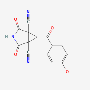 molecular formula C15H9N3O4 B11185475 6-[(4-Methoxyphenyl)carbonyl]-2,4-dioxo-3-azabicyclo[3.1.0]hexane-1,5-dicarbonitrile 