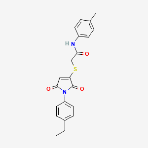 2-((1-(4-ethylphenyl)-2,5-dioxo-2,5-dihydro-1H-pyrrol-3-yl)sulfanyl)-N-(4-methylphenyl)acetamide