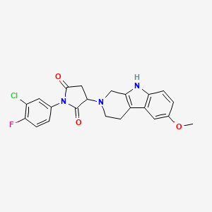 molecular formula C22H19ClFN3O3 B11185542 1-(3-chloro-4-fluorophenyl)-3-(6-methoxy-1,3,4,9-tetrahydro-2H-beta-carbolin-2-yl)pyrrolidine-2,5-dione 