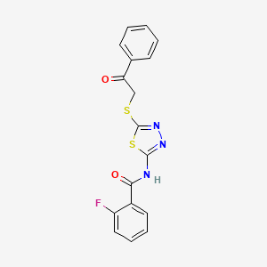 molecular formula C17H12FN3O2S2 B11185556 2-fluoro-N-{5-[(2-oxo-2-phenylethyl)sulfanyl]-1,3,4-thiadiazol-2-yl}benzamide 