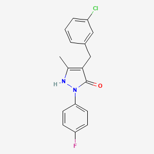 molecular formula C17H14ClFN2O B11185595 4-(3-chlorobenzyl)-1-(4-fluorophenyl)-3-methyl-1H-pyrazol-5-ol 