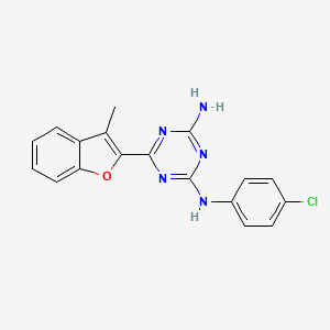 molecular formula C18H14ClN5O B11185603 N-(4-chlorophenyl)-6-(3-methyl-1-benzofuran-2-yl)-1,3,5-triazine-2,4-diamine 