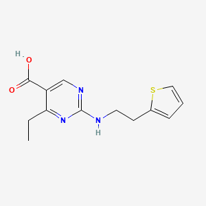 molecular formula C13H15N3O2S B11185617 4-Ethyl-2-{[2-(thiophen-2-yl)ethyl]amino}pyrimidine-5-carboxylic acid 