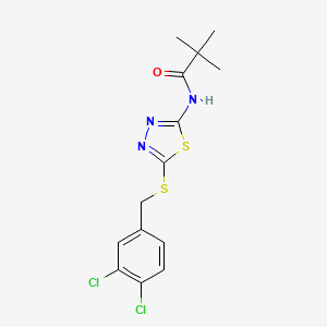 molecular formula C14H15Cl2N3OS2 B11185631 N-(5-((3,4-dichlorobenzyl)thio)-1,3,4-thiadiazol-2-yl)pivalamide 