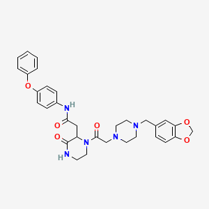 2-(1-{[4-(1,3-benzodioxol-5-ylmethyl)piperazin-1-yl]acetyl}-3-oxopiperazin-2-yl)-N-(4-phenoxyphenyl)acetamide