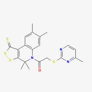 2-[(4-methylpyrimidin-2-yl)sulfanyl]-1-(4,4,7,8-tetramethyl-1-thioxo-1,4-dihydro-5H-[1,2]dithiolo[3,4-c]quinolin-5-yl)ethanone