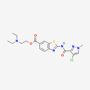 molecular formula C19H22ClN5O3S B11185709 2-(diethylamino)ethyl 2-{[(4-chloro-1-methyl-1H-pyrazol-3-yl)carbonyl]amino}-1,3-benzothiazole-6-carboxylate 