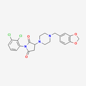 molecular formula C22H21Cl2N3O4 B11185732 3-[4-(1,3-Benzodioxol-5-ylmethyl)piperazin-1-yl]-1-(2,3-dichlorophenyl)pyrrolidine-2,5-dione 