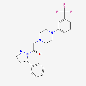 molecular formula C22H23F3N4O B11185735 1-(5-phenyl-4,5-dihydro-1H-pyrazol-1-yl)-2-{4-[3-(trifluoromethyl)phenyl]piperazin-1-yl}ethanone 