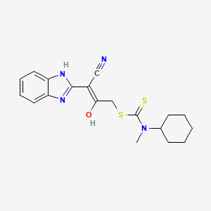 3-cyano-3-(1,3-dihydro-2H-benzimidazol-2-ylidene)-2-oxopropyl cyclohexyl(methyl)carbamodithioate