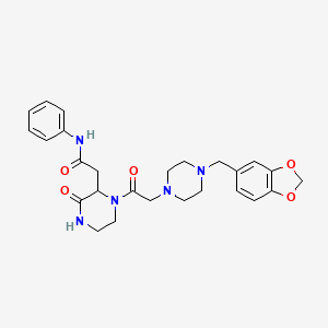 molecular formula C26H31N5O5 B11185778 2-(1-{[4-(1,3-benzodioxol-5-ylmethyl)piperazin-1-yl]acetyl}-3-oxopiperazin-2-yl)-N-phenylacetamide 