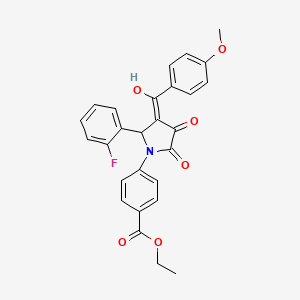 molecular formula C27H22FNO6 B11185779 ethyl 4-[2-(2-fluorophenyl)-4-hydroxy-3-(4-methoxybenzoyl)-5-oxo-2,5-dihydro-1H-pyrrol-1-yl]benzoate 