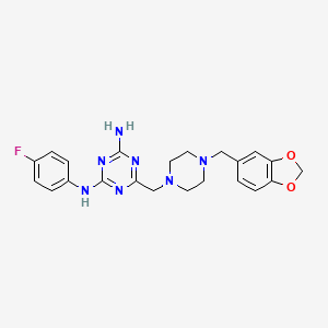 6-{[4-(1,3-benzodioxol-5-ylmethyl)piperazin-1-yl]methyl}-N-(4-fluorophenyl)-1,3,5-triazine-2,4-diamine