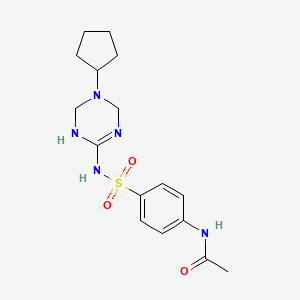 N-{4-[(5-cyclopentyl-1,4,5,6-tetrahydro-1,3,5-triazin-2-yl)sulfamoyl]phenyl}acetamide