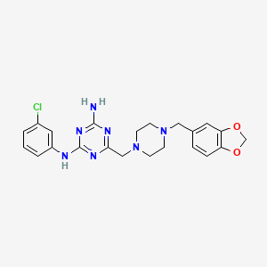 6-{[4-(1,3-benzodioxol-5-ylmethyl)piperazin-1-yl]methyl}-N-(3-chlorophenyl)-1,3,5-triazine-2,4-diamine