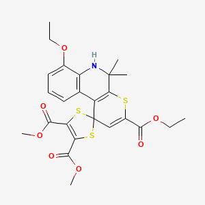 3'-Ethyl 4,5-dimethyl 7'-ethoxy-5',5'-dimethyl-5',6'-dihydrospiro[1,3-dithiole-2,1'-thiopyrano[2,3-c]quinoline]-3',4,5-tricarboxylate